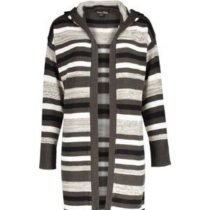 NWT Gray & White Stripe Hooded Cardigan - 1x
